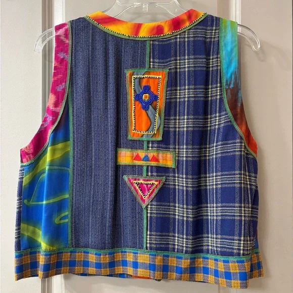 Vintage Faith Multicolor Boho Patchwork Vest - Picture 3 of 5